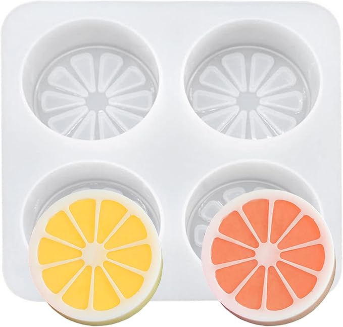 onnpnn 4 腔橙色形状软糖模具,创意 3d 柠檬手工肥皂模具,橙色形状